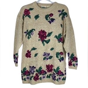 Vintage Northern Reflections Floral Knit Sweater Medium Cottagecore